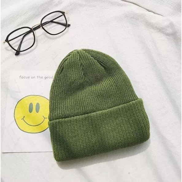 Kupluk Polos Beanie hat Pendek Tebal wol short Beanie Polos Pria dan Wanita bayar di tempat