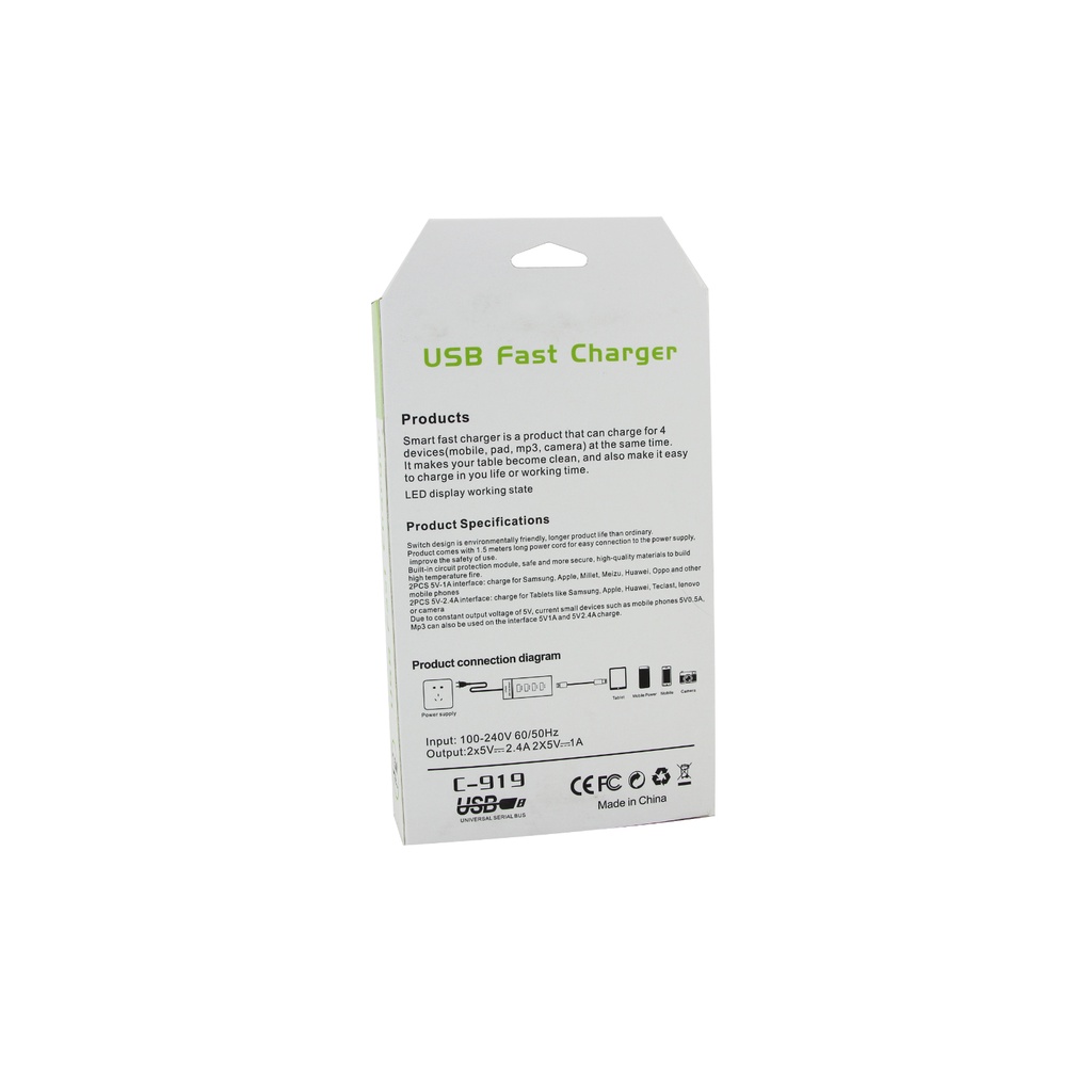 Usb Fast Charger 4port Pengisian Cepat USB 4-Port Fast Charger