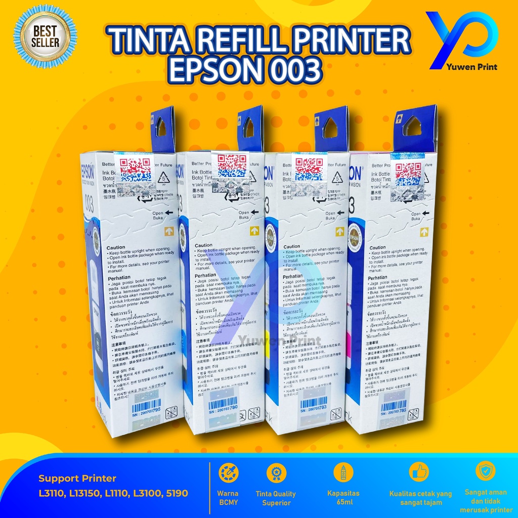 Tinta Epson 003 Premium For Printer L3100 L5190 L3150 L3110 L1110