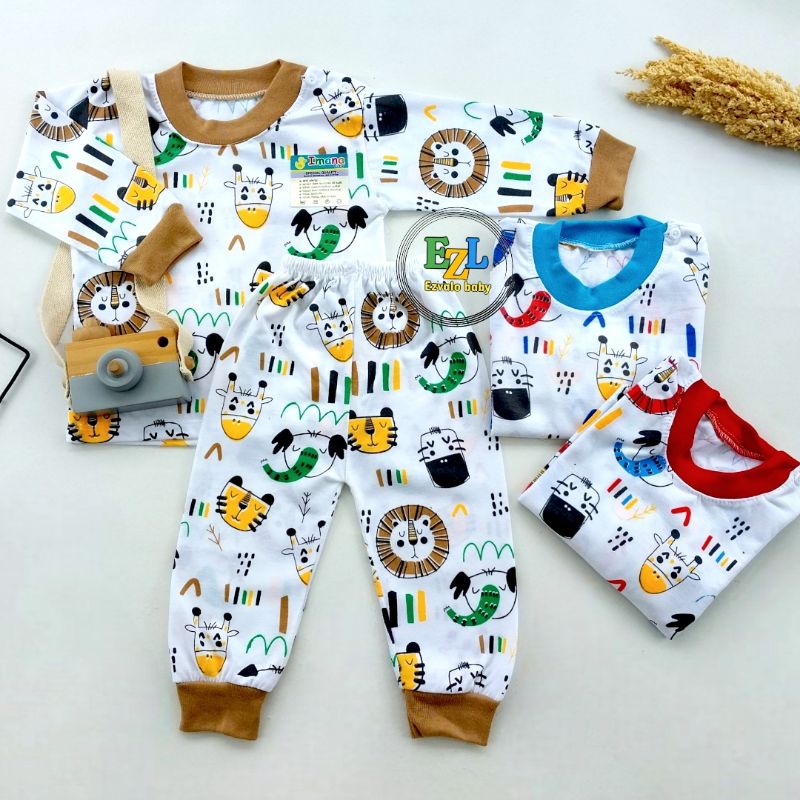SETELAN BAYI LENGAN PANJANG PIYAMA KANCING PUNDAK BAYI 3-12 BULAN