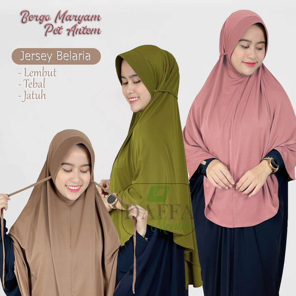 MBOIS/Kerudung Bergo Pet Antem/Bergo Marya Jumbo Pet Antem/Jilbab Bergo Jersey Premium/Hijab Instan 