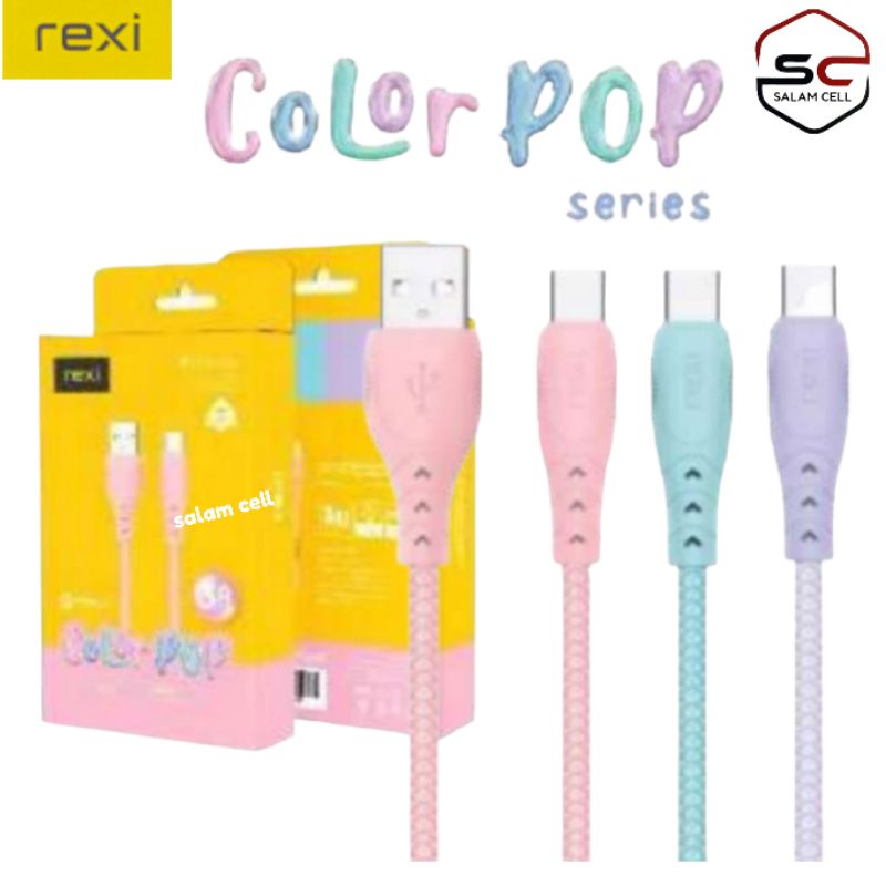 Kabel Data Type-C Rexi KL01C Color Pop Original Garansi Resmi