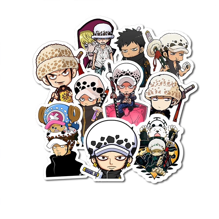

Stiker Pack one Piece Trafalgar Law isi 10pcs Bahan Vinil Tahan Air Waterproof