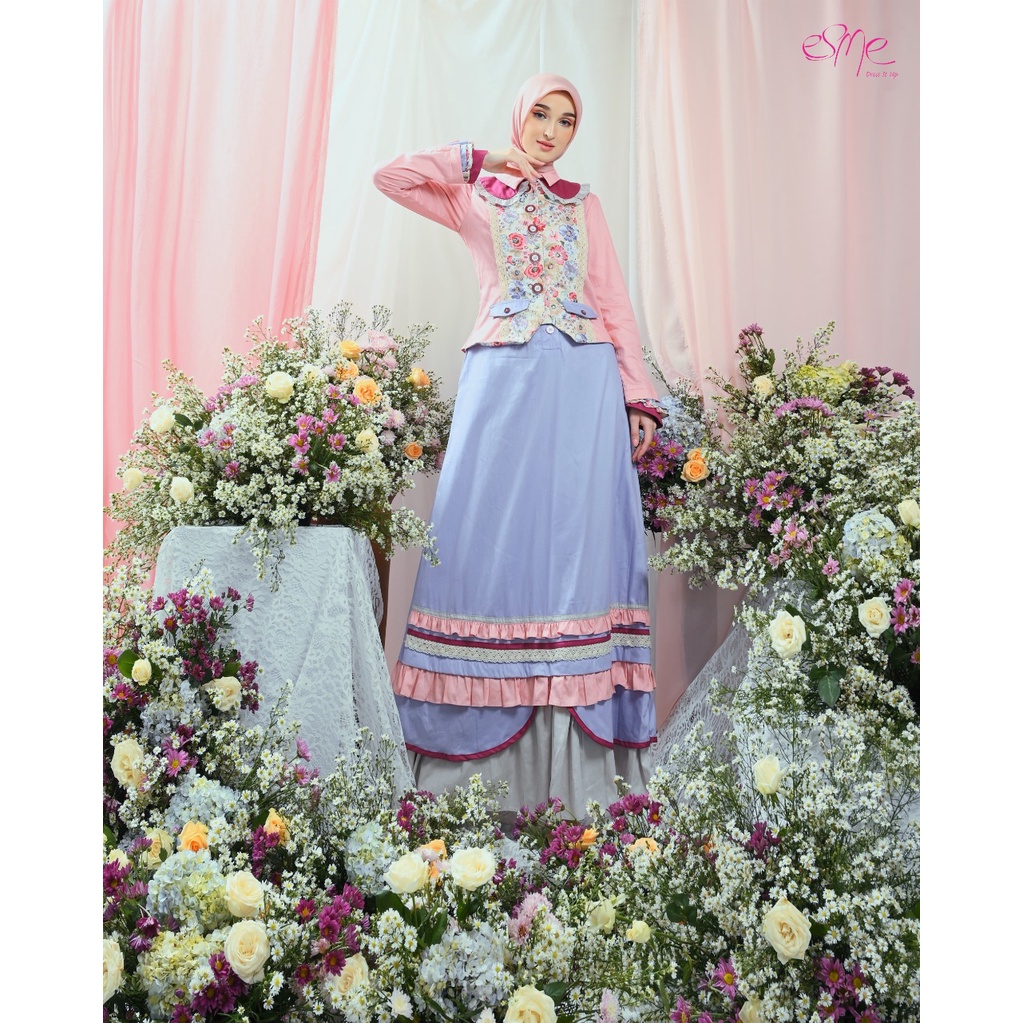 BAJU GAMIS DEWASA TERBARU ESME ROZE GLAM E 100904 LONG DRESS PREMIUM GAMIS SYARI BRANDED GAMIS ESME 
