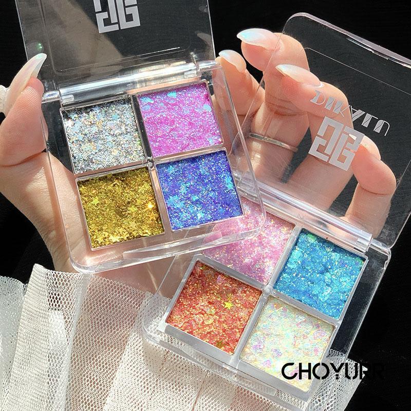 【COD】Eyeshadow Palette 4 Warna Giltter Matte High Pigment Easy To Blend Lasting Shimmer Fruit Makaron Palett Mini Korean Import-CH