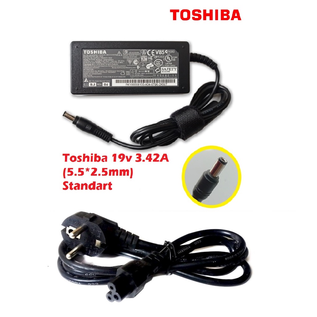 ORIGINAL ADAPTOR TOSHIBA 19V 3.42A (5.5x2.5MM) C40-A C40D-A C45-A C40T-A C45D-A A80 A85 L10 19V 3.42A ORIGINAL GARANSI 6 BULAN REPLACE