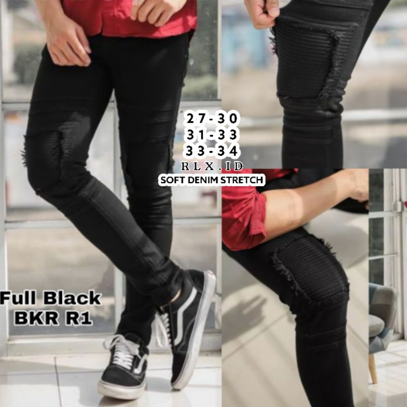 [BIKERSJEANS] CELANA JEANS BIKERS MAT FULL SOTF JEANS | CELANA RIDING | CELANA GYM | Celana Levis Hitam Pria Jeans Panjang Pensil Skinny Semi Slim Fit