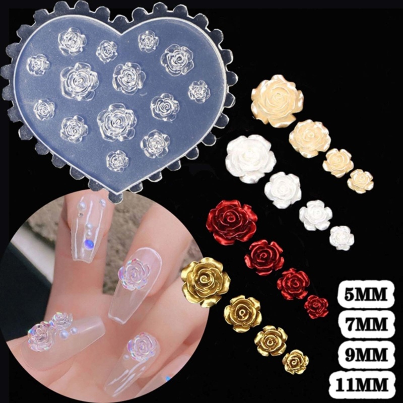 Siy 7pcs Cetakan Silikon Nail Art Cantik Tahan Lama Cetakan Ukir Kristal Stereo 3D Serbuk Kristal Alat Nail Art Ukir