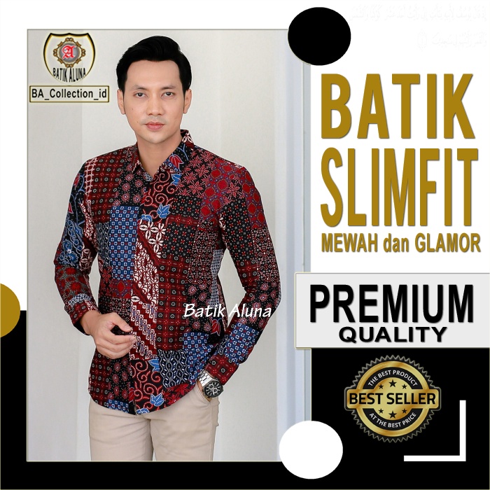 Batik Pria Slimfit Lengan Panjang Kombinasi Keren Premium Terbaru Kekinian Santai Terlaris Slim Form