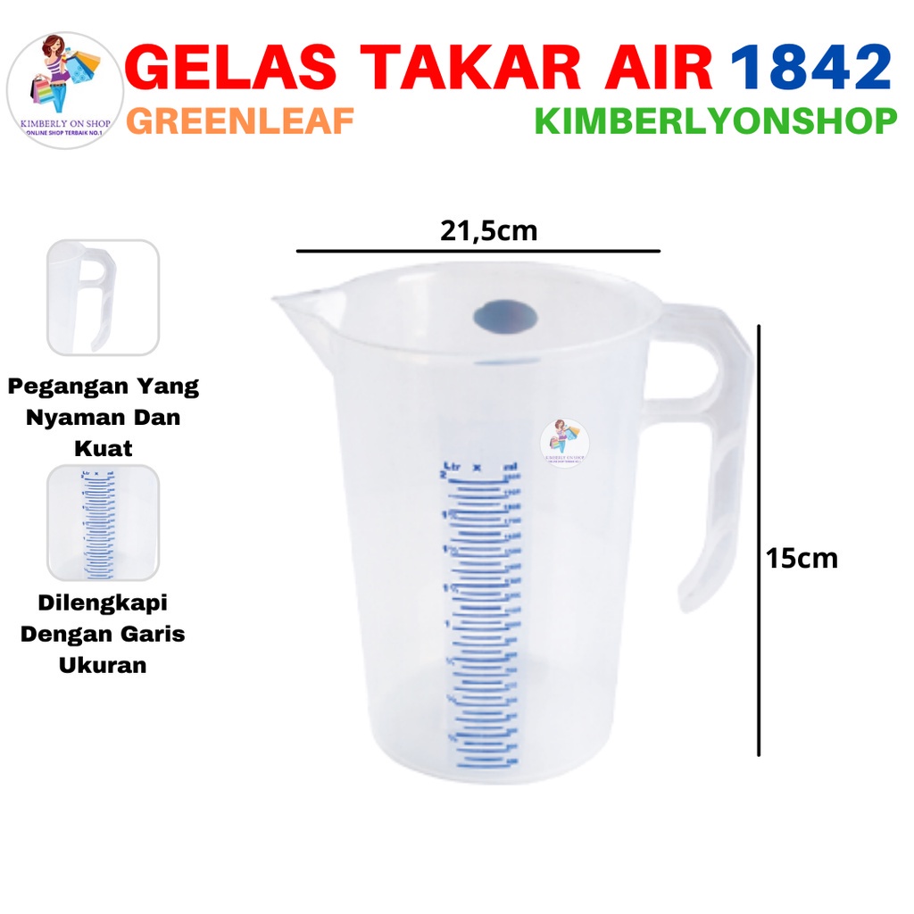 Gelas Ukur / Takar Plastik Genji 2 Liter 1842 Green Leaf