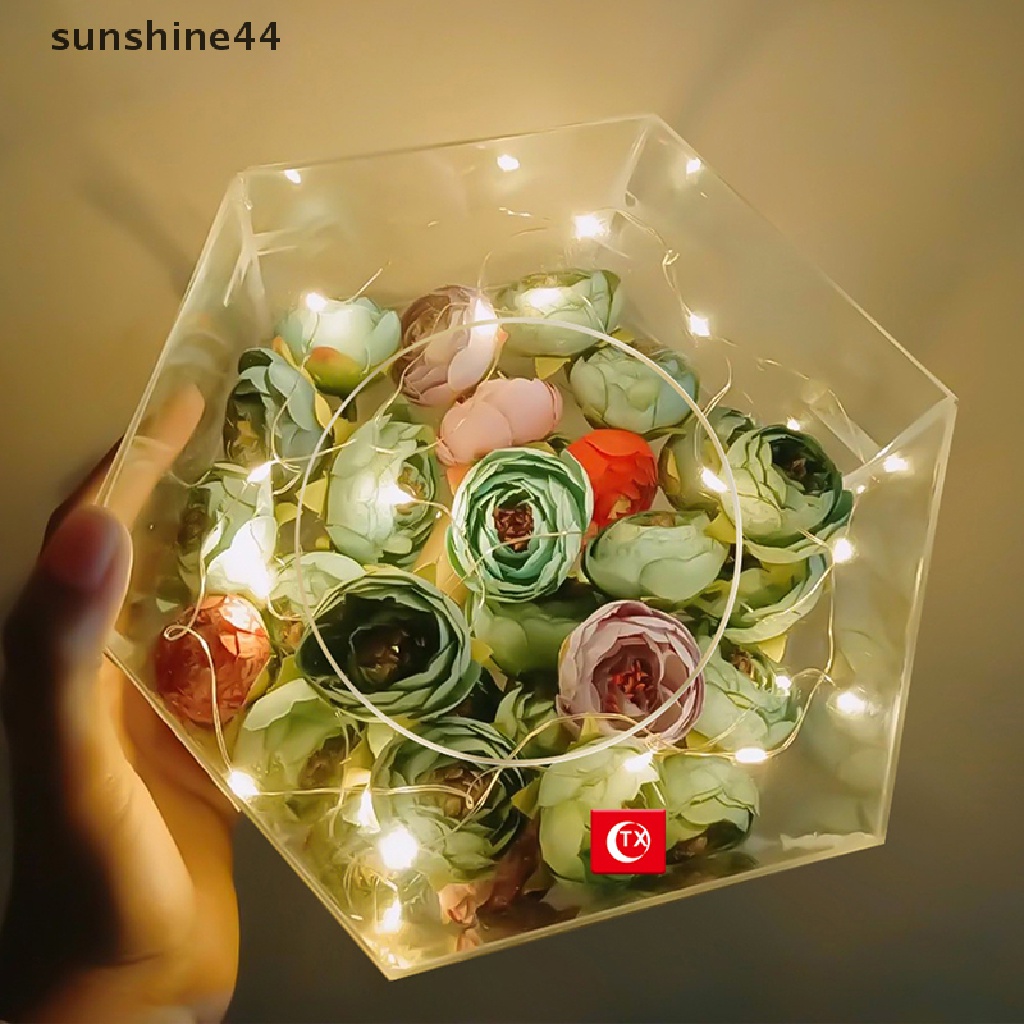 Sunshine Fillable Cake Display Hexagon Papan Akrilik Bening Alat Baking Dekorasi Kue.