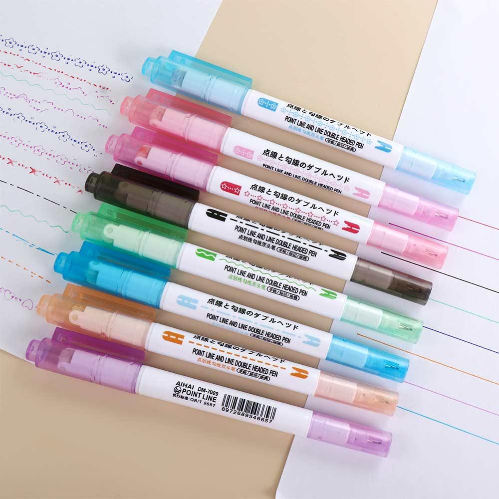 Mxbeauty Curve Line Stabilo Pen 6/8Pcs Anak-Anak Novelty Berwarna Pulpen Hadiah Scrapbook Alat Tulis Perlengkapan Sekolah Catatan Jurnal Curve Penanda Garis