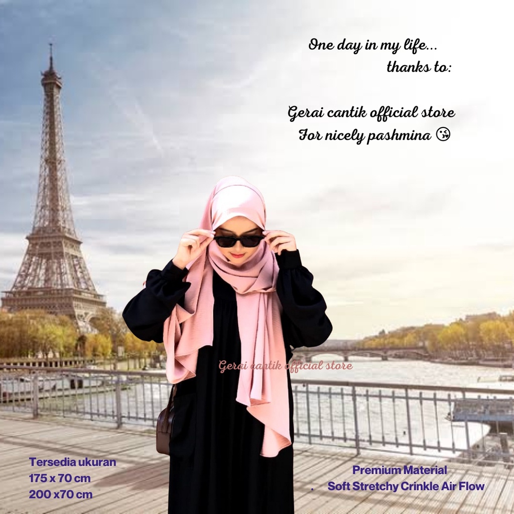 Pashmina warna kulit soft nude lembut adem Airflow Crinkle Syar'i