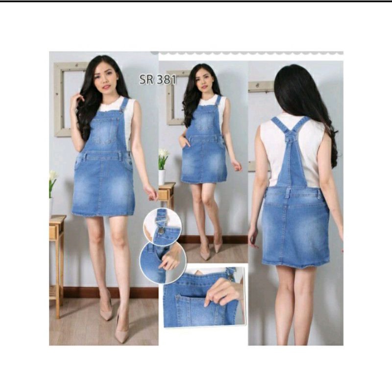 BAJU KODOK ROK PENDEK, OVERALL JEANS WANITA