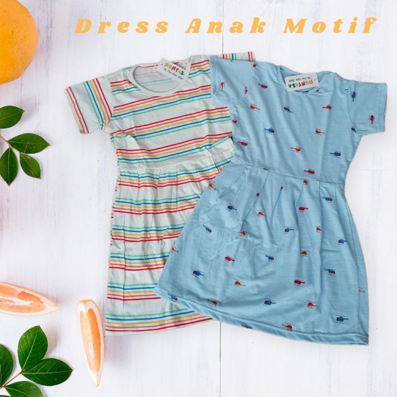 Motif Random Daster Anak Perempuan Usia 1 - 6 Tahun Model Dress Rample