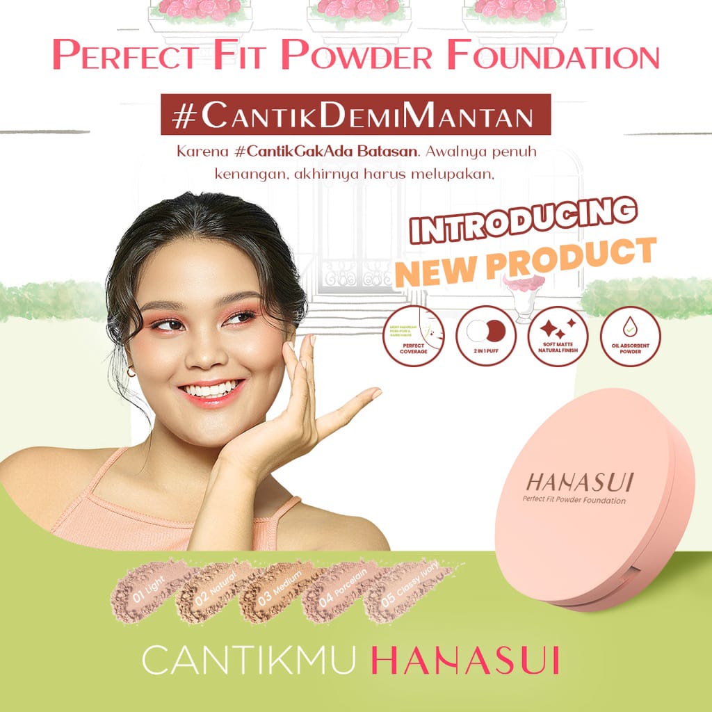 Hanasui Perfect Fit Powder Foundation / Hanasui Powder Fondation Kosmetik Arjuna
