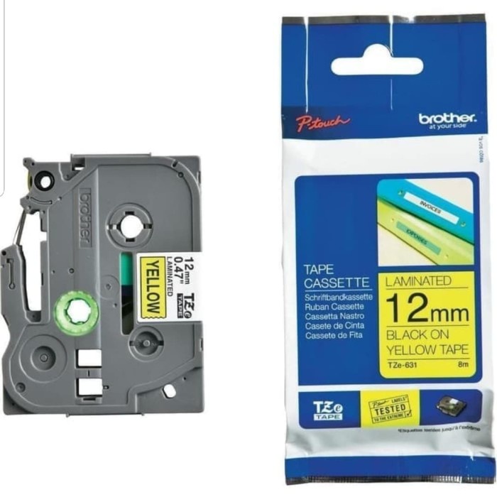 

BROTHER COLOR TAPE TZE-631 12MM LAMINATED BLACK ON YELLOW