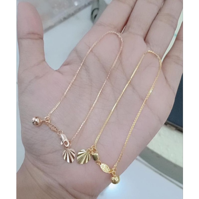 gelang tangan rantai itali santa+1bel+1 daun ukir/perak asli silver 925 lapia emas/perhiasan fashion wanita terbaru