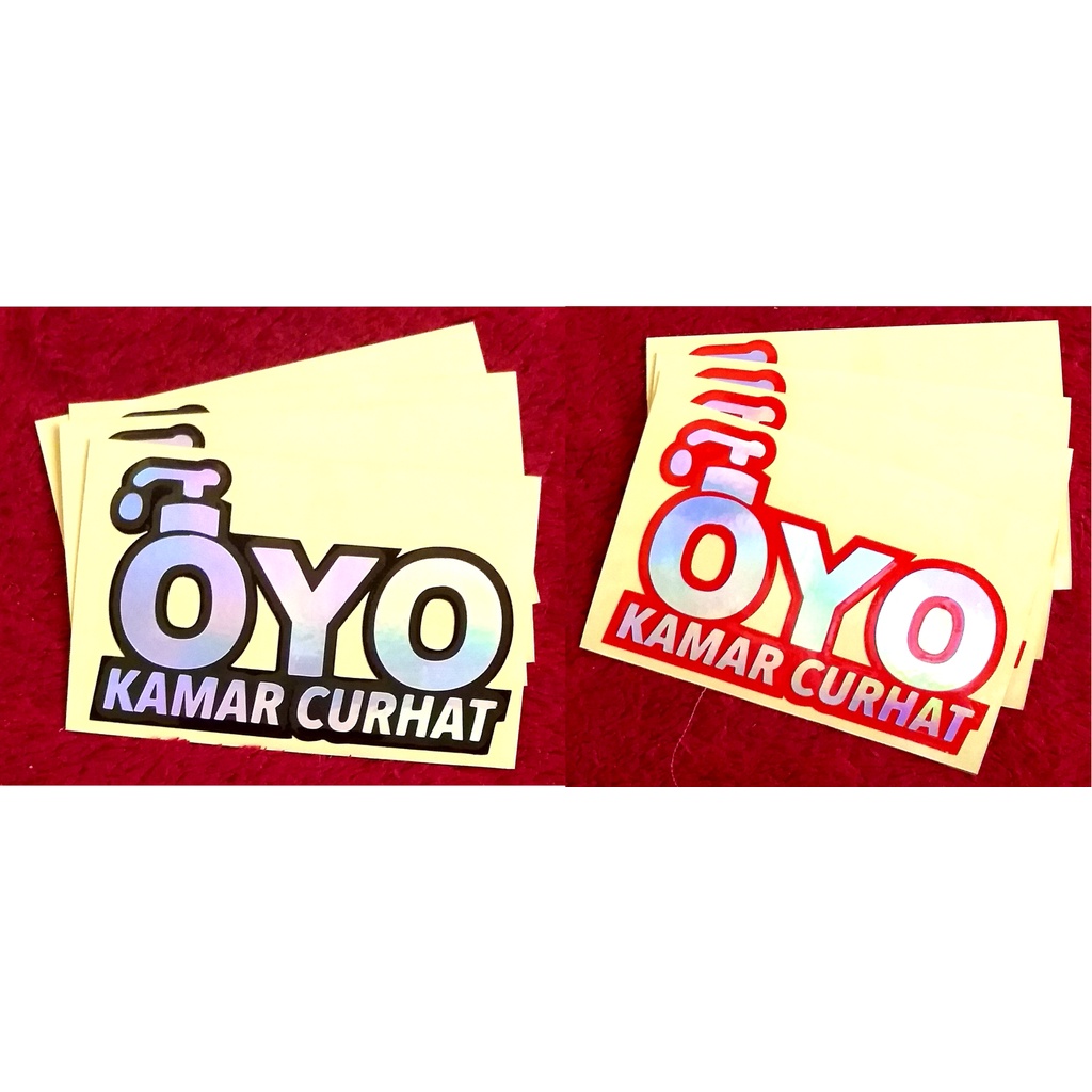 Stiker logo OYO kamar curhat, sticker OYO