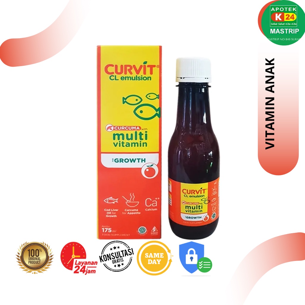 Curvit CL Sirup / Multivitamin Anak & Nafsu Makan / 1 Tahun - Dewasa / Jeruk / 175ml