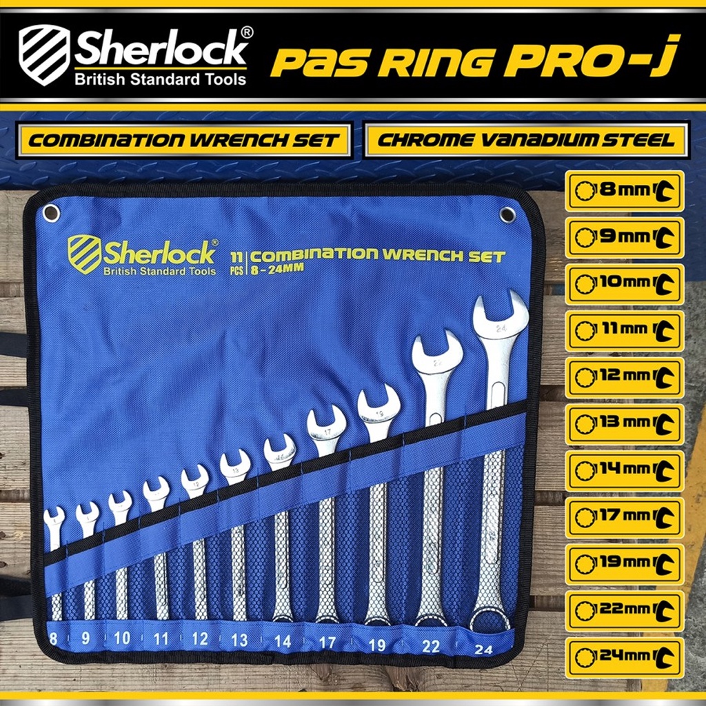 Kunci Pas Ring 11 pcs per set (size: 8 - 24 mm ) Sherlock Pro-J series