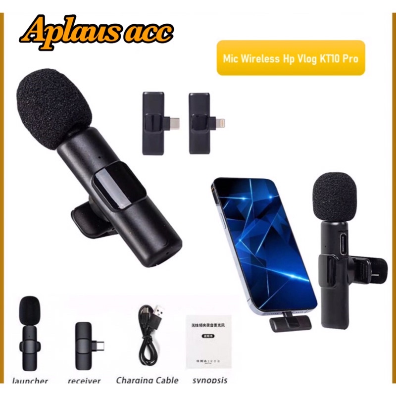 Microphone Wireless Mini Clip on KT10 Pro Mic Youtuber Vlogger For Lightning &amp; Type C