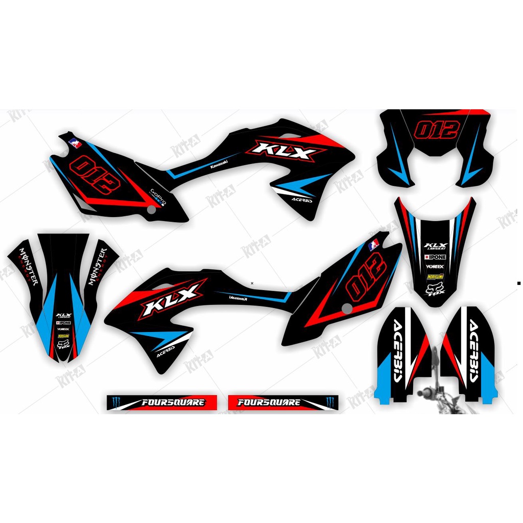 Stiker klx bf se extreme 150 motif grafis hitam list merah