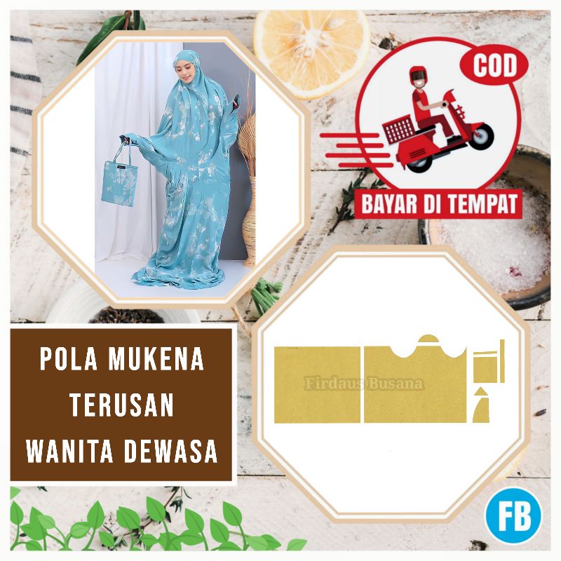 Pola Mukena Terusan + Tas – Pola Jahit Mukena Instan Wanita Firdaus Busana