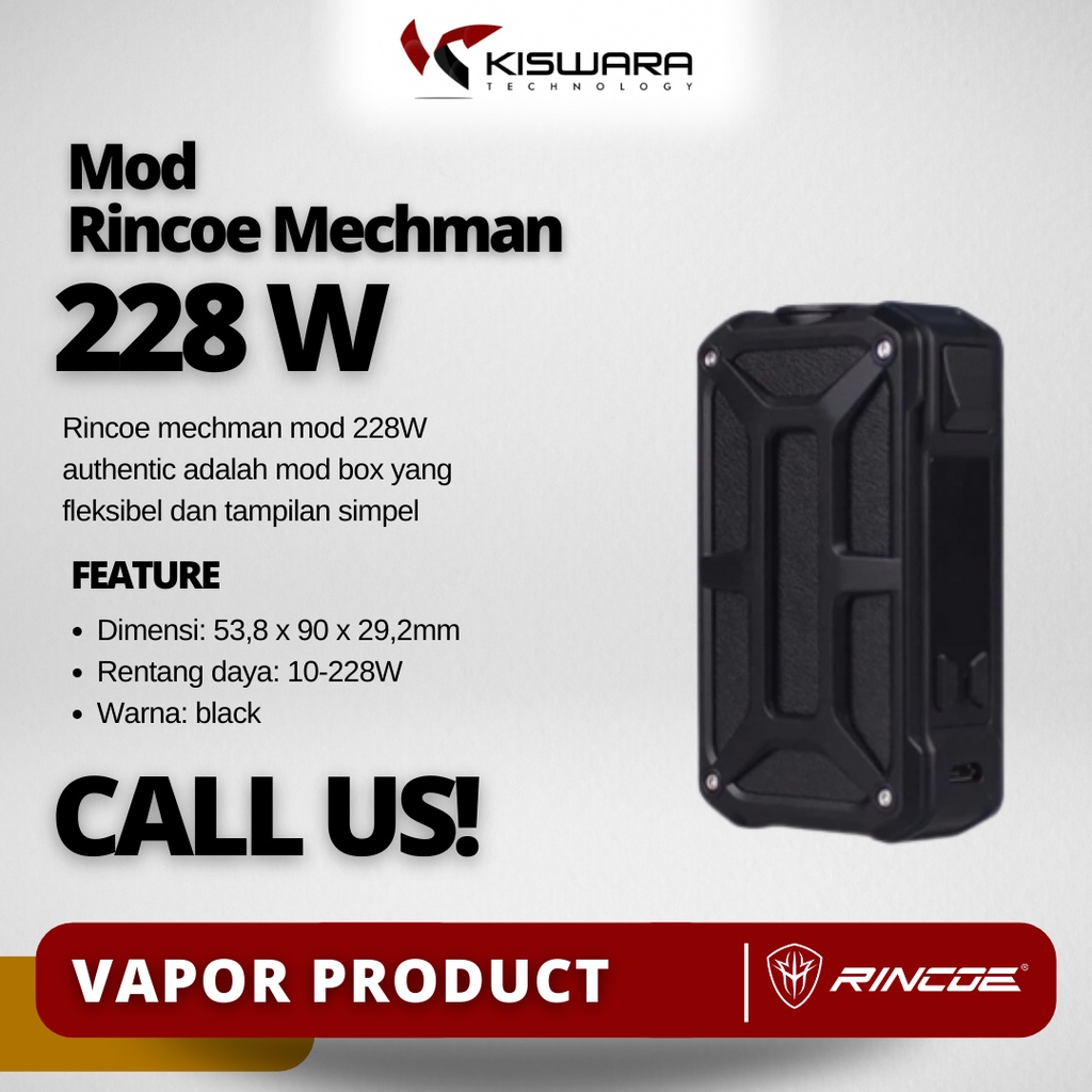 Rincoe Mechman Mod Authentic 228W STEEL BONE FULL BLACK