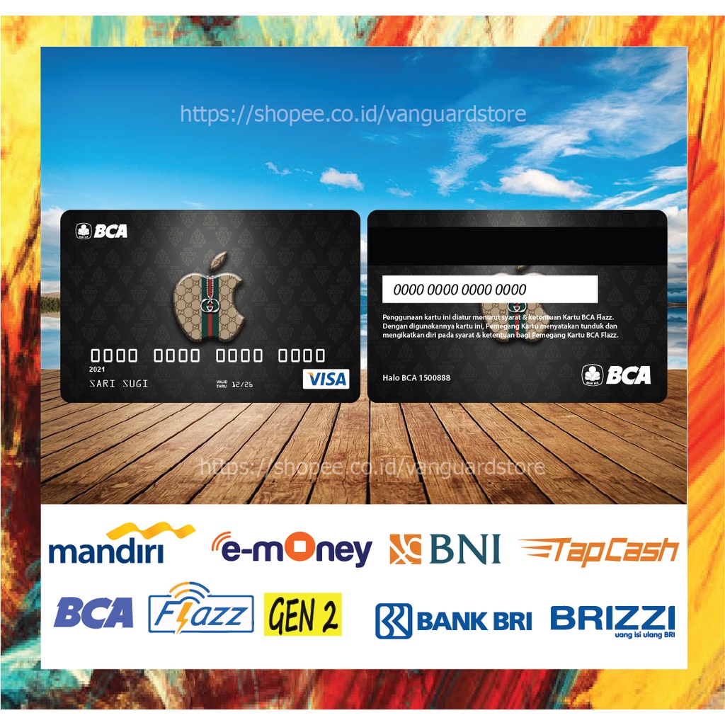 KARTU E MONEY E TOLL KARTU VISA GUCCI CARD DEBIT CREDIT EMONEY MANDIRI FLAZZ BCA BNI TAPCASH BRIZZI BRI - 2 SISI