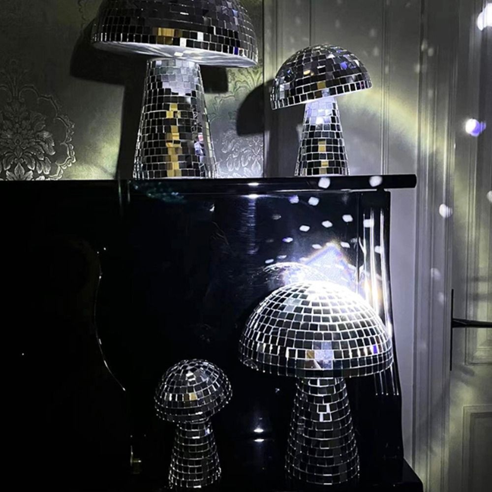 Rebuy Disco Ball Retro Hias Reflektif Bentuk Jamur Dekorasi Meja Kamar Multi Size Crystals Mushroom