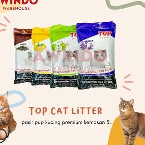 *Banyak Peminat* PASIR KUCING TOP 5 LITER - Pasir Kucing Gumpal Wangi Top Bentonite Cat Litter 5LT