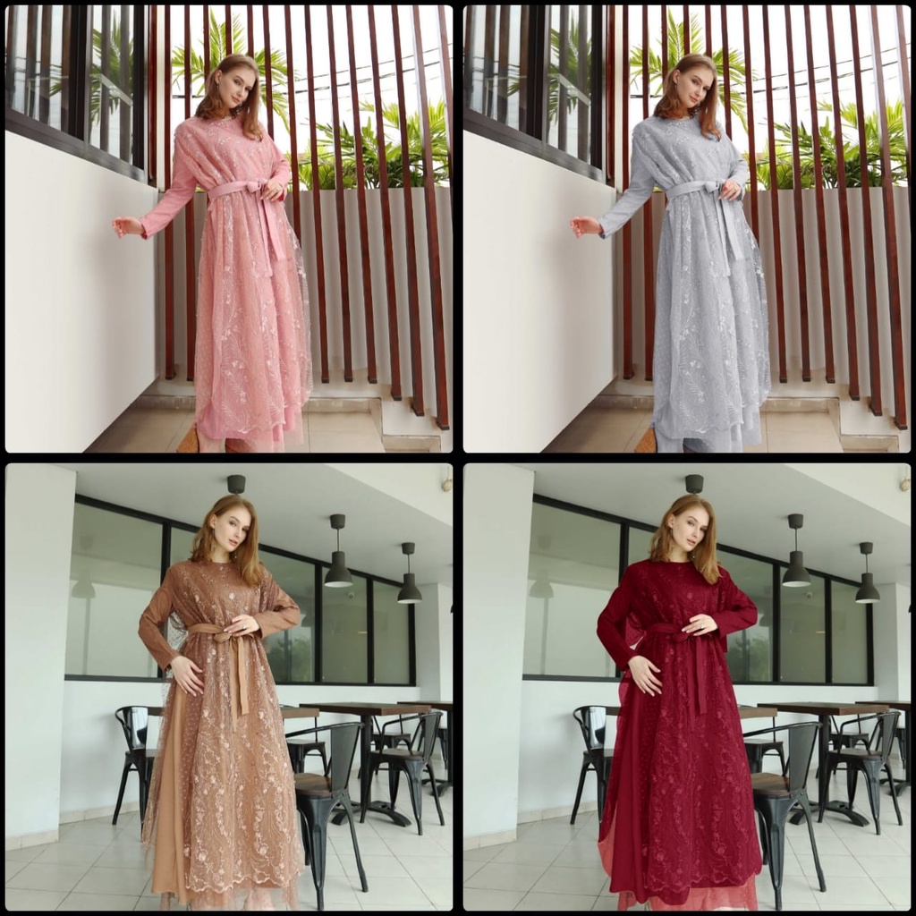 MAXY GRAYSON FASHION PAKAIAN WANITA DRESS GAMIS MAXI GAUN BRUKAT TILE MR