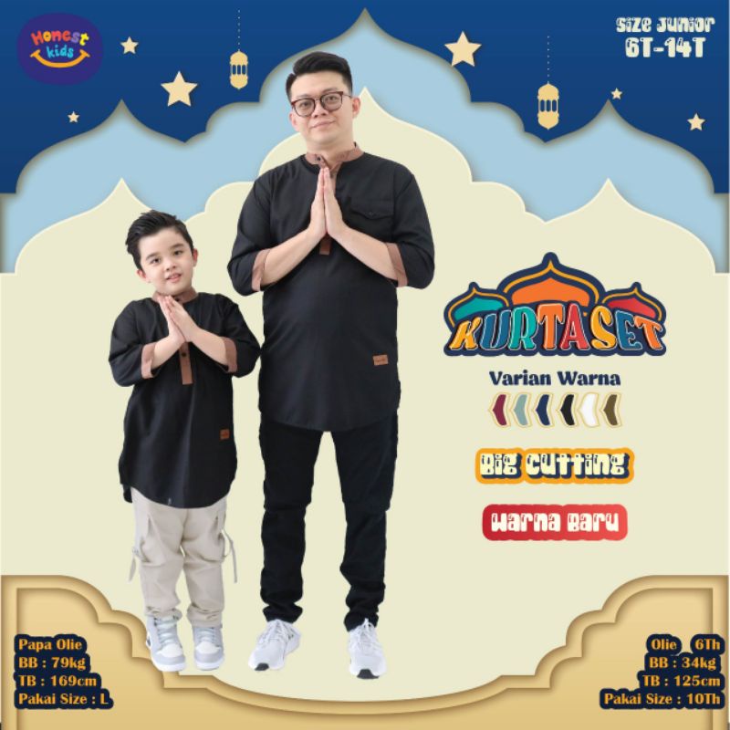 KURTA SET HONESTKIDS/ Kemko kurta honest kids 5-15 tahun nablfashion