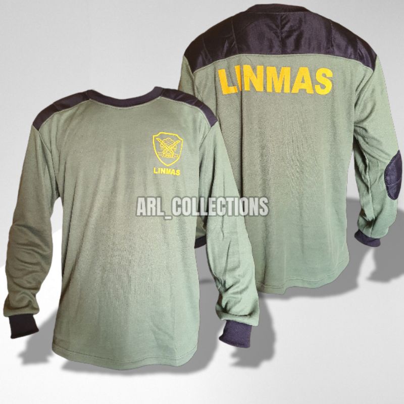 kaos panjang linmas - hansip - kaos hijau linmas lengan panjang - kaos t-shirt panjang linmas pria w