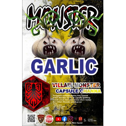 VILLAIN MONSTER GARLIC kapsul bawang putih pakan ikan channa