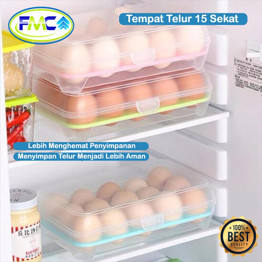 Kotak Telur 15 Sekat Box egg Tempat Penyimpanan Telur Wadah Telor Rak Telur Plastik Tempat Simpan Telur Portable Kebutuhan Dapur