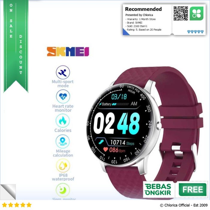 Skmei Smartwatch Sport Tracker Blood Pressure Heart Rate - H30