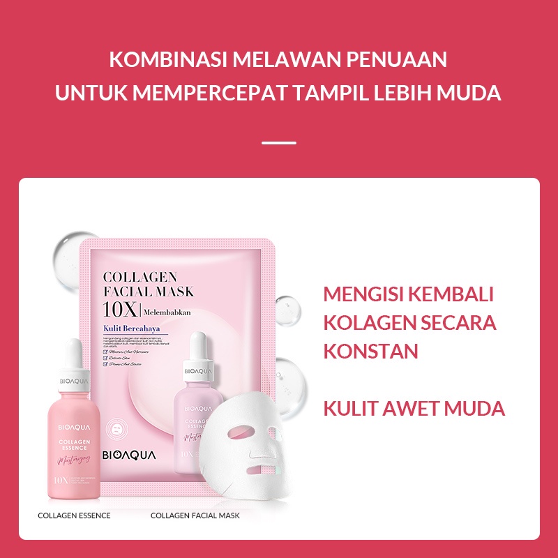 BIOAQUA Collagen Essence Indonesia / Serum Wajah 30ml 50ml / Moisturizing / 10X Moisture And Nutrients Delicate Skin Plump And Elastic / Anti Aging Penuaan Dini Keripus Garis Halus Kencang / Skincare Face Care Bio Aqua Series / Vitamin C Centella Squalane