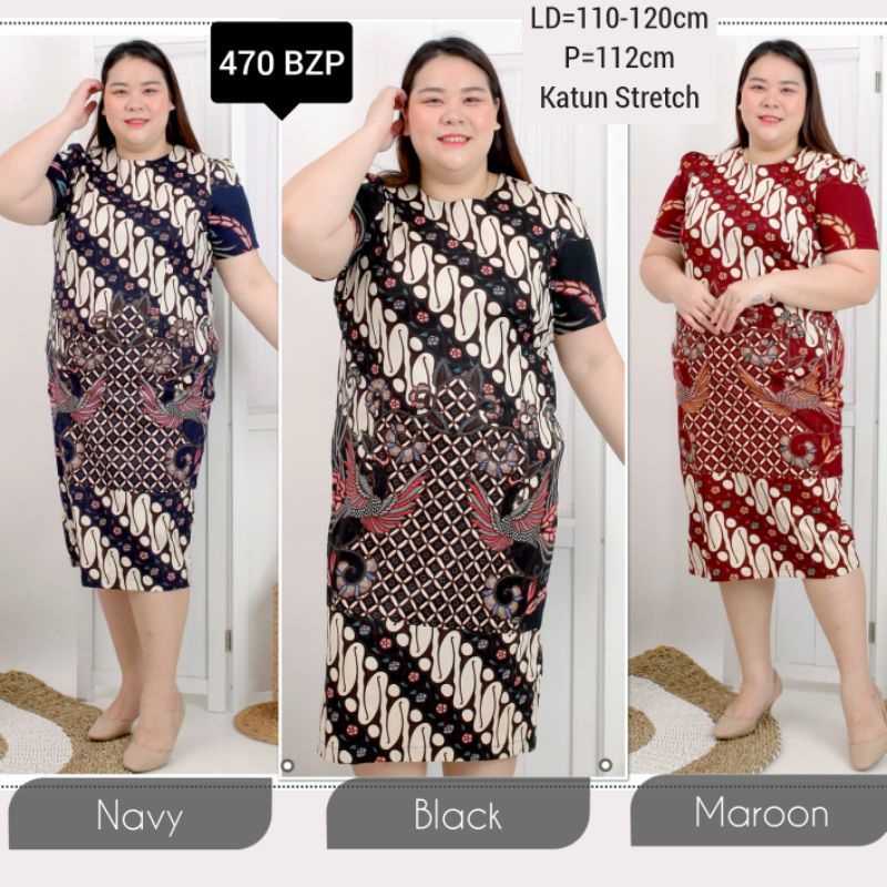 Dress batik jumbo Peplum