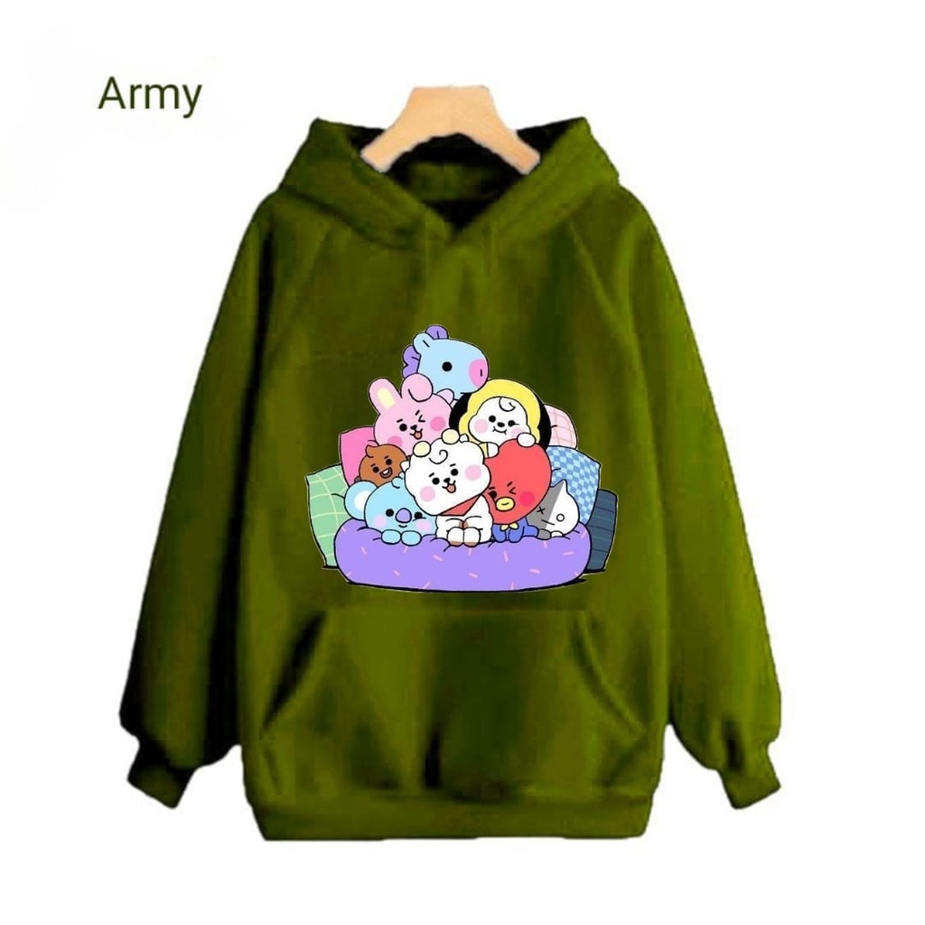Hzl_outfit Sweater Hoodie Kantong Anak-Anak Team BTS21 9Warna S.M.L.XL
