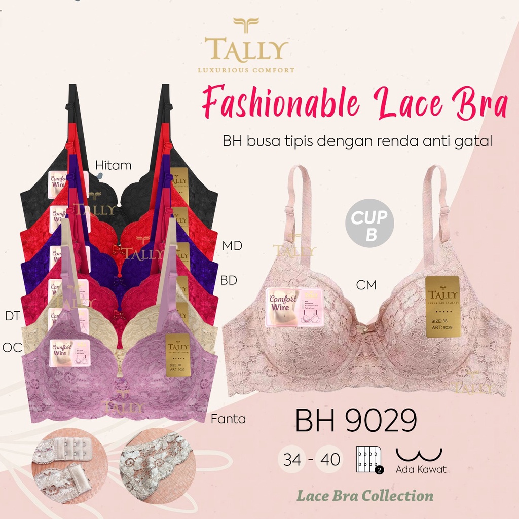 TALLY BRA BH 9029 I ADA KAWAT I CUP B I TANPA BUSA I SIZE 34 - 40 I KAIT 2