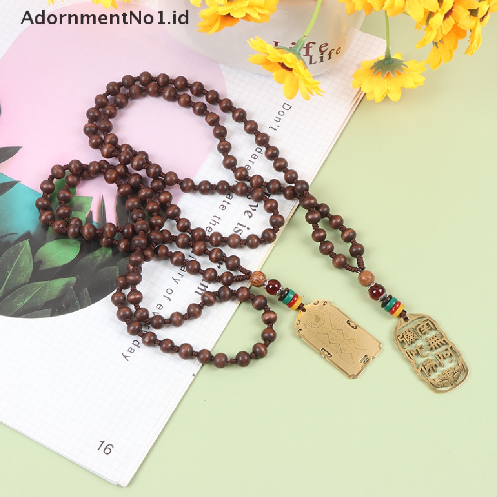 [AdornmentNo1] Wanita Pria Retro Yoga Beads Necklace Natural Sandal Buddha Kalung Buddha [ID]