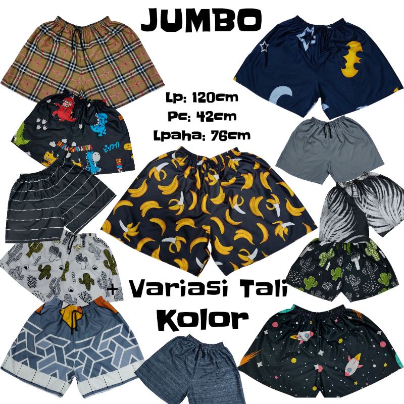 CELANA BOXER (PREMIUM) Size JUMBO (Max. BB.100kg) Celana Pendek Dewasa Cowok dam Cewek.