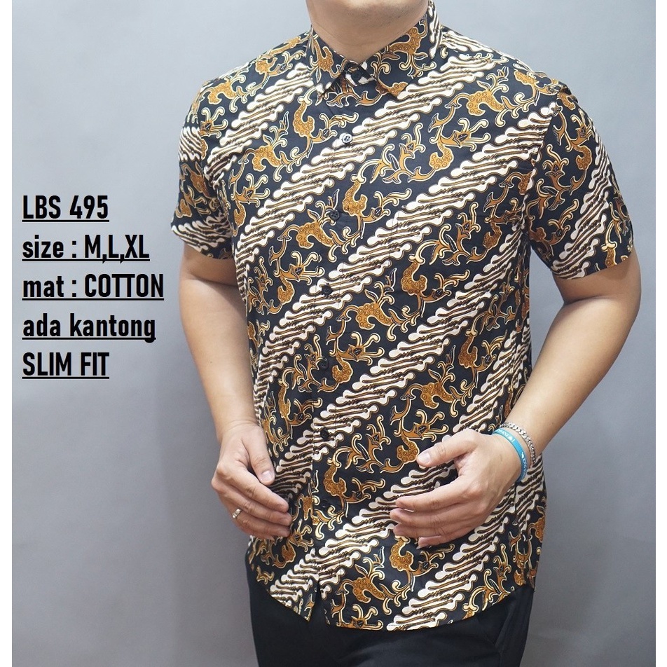 Baju Batik Pria Slimfit Kemeja Lengan Pendek Slim Fit LBS 495