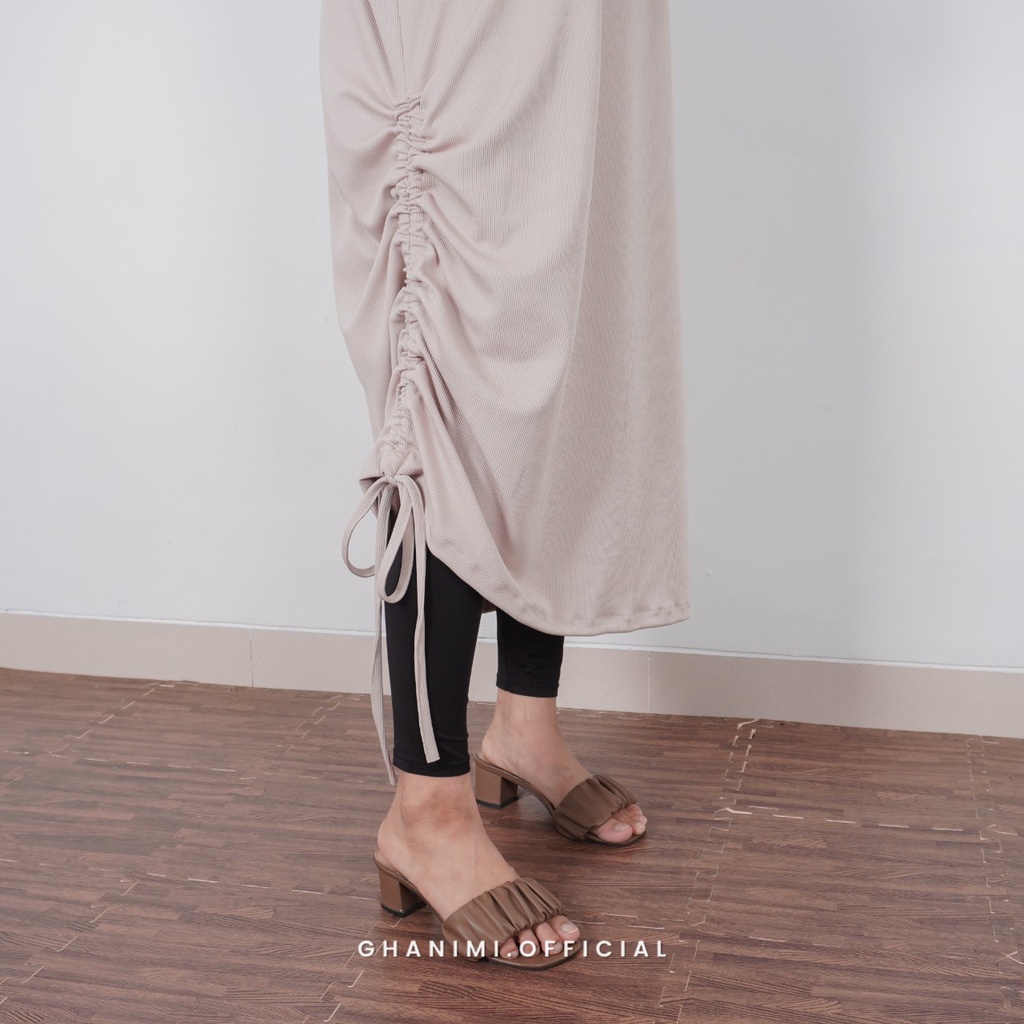 Ghanimi - Zeica Midi Dress / dress Polos Knit / dress kasual tali / tunik lengan pendek / tunik kekinian / tunik sleeveless