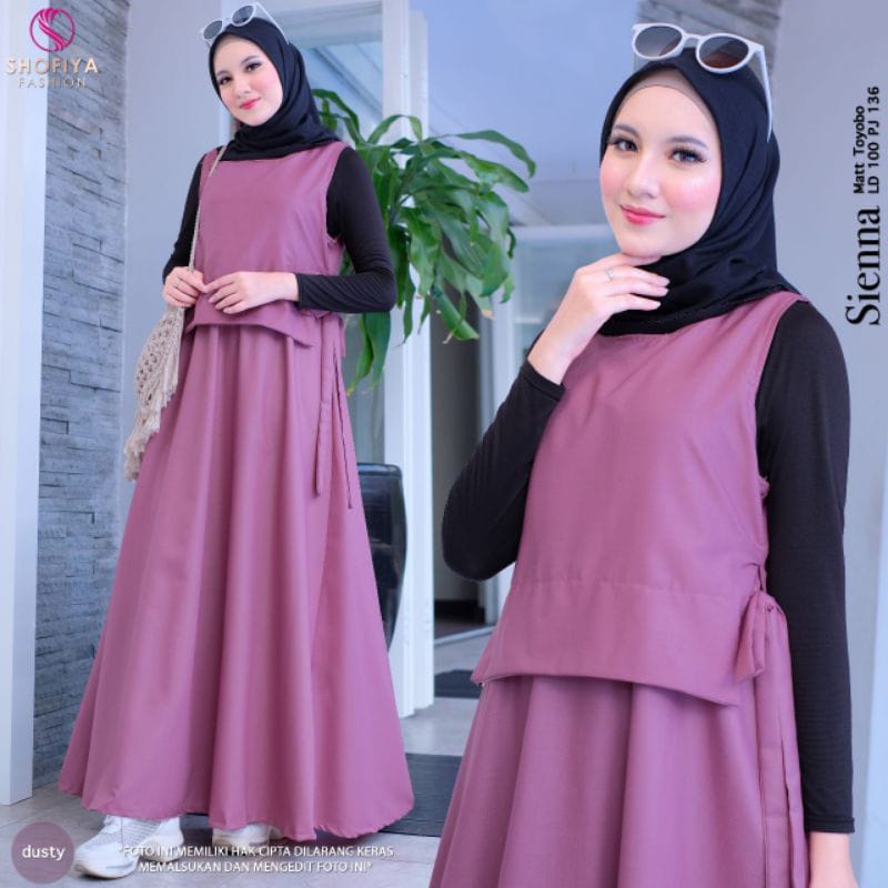 Setelan Wanita Terbaru Sienna Set Rok Panjang Baju Setelan Wanita Kekinian Fashion Muslim One Set Jumbo Bahan Toyobo