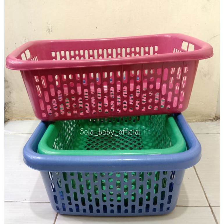 Keranjang Baju Pakaian Laundry Plastik Besar/Kecil Segi empat