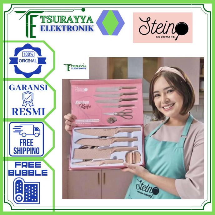 STEIN SteinCookware Diamond Kitchen Knife Set Pisau 6 in 1 Pisau pink