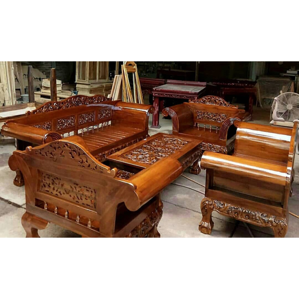 Set Kursi Tamu Madura Ukiran Jepara Jumbo Kaki Macan, Model Terbaru Melamine